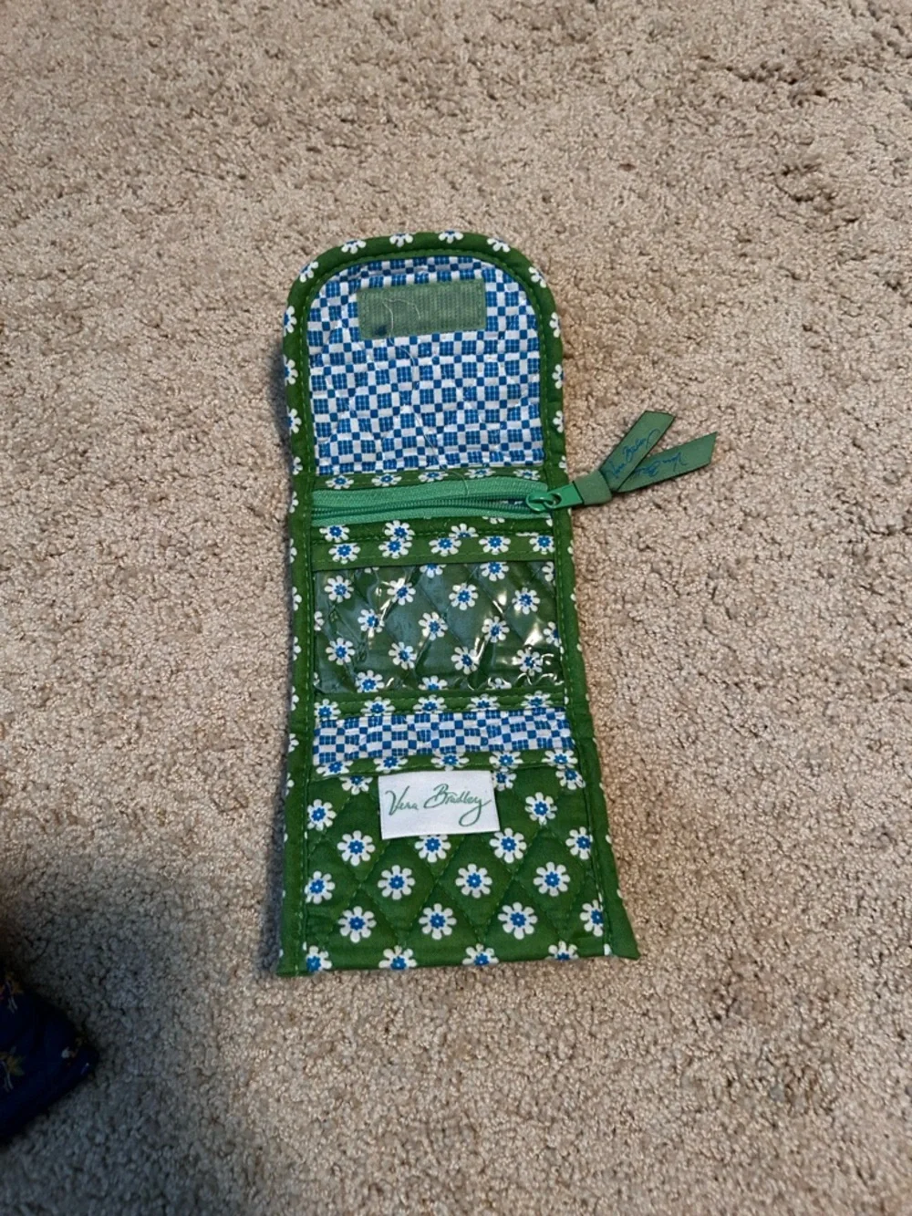 Vera Bradley Green Floral Quilted Coin Purse with Paisley Trim - Picture 3 of 3